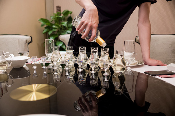 商务宴请酒桌上倒酒